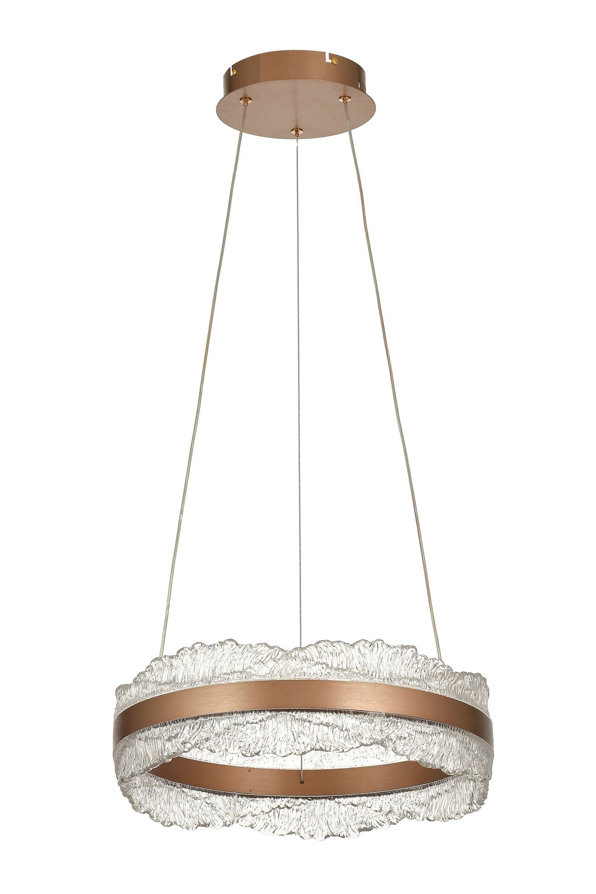 Avizemoda Toledo 40 cm Dim Kumandalı 3 Renk Ledli (Sarı-Beyaz-Gün Işığı) Modern Akrilik Avize -Light Brown