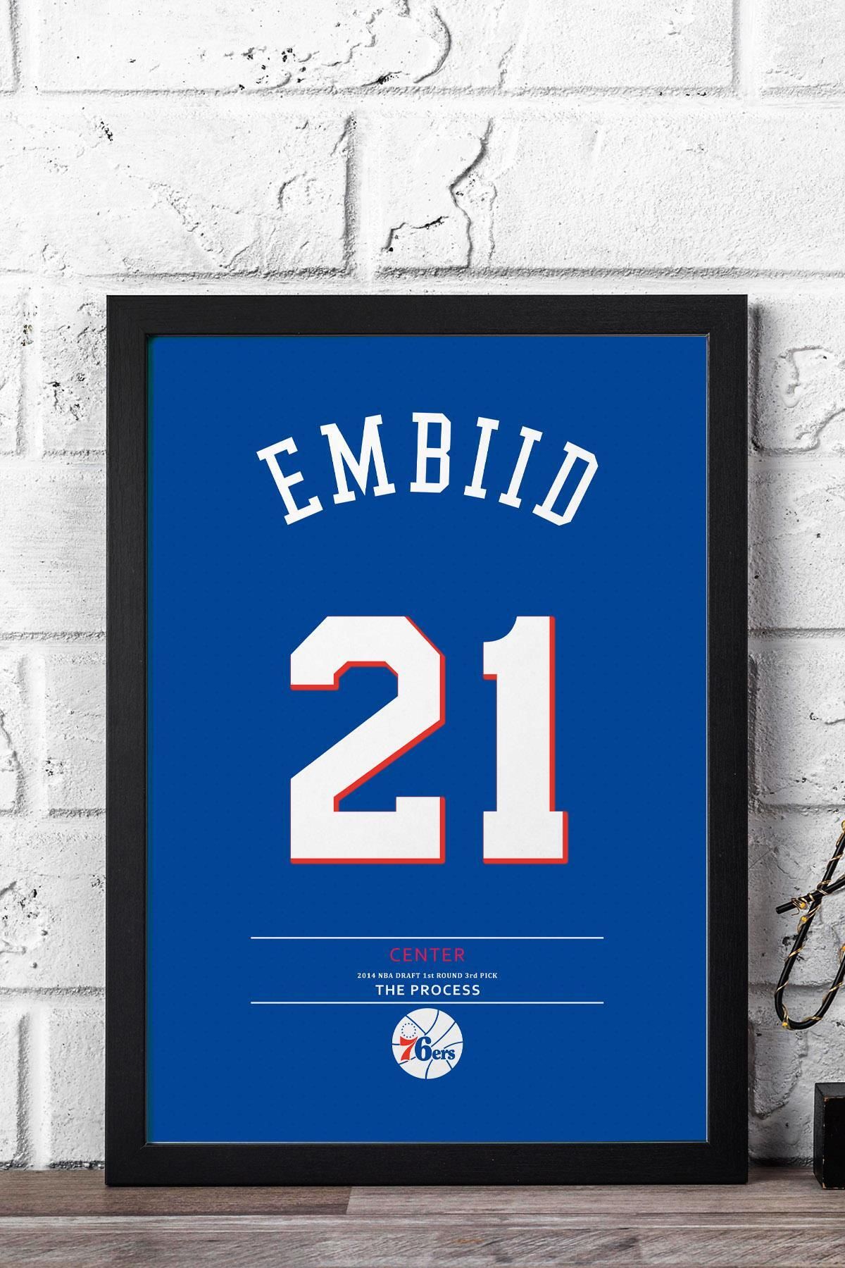 Saturn Joel Embiid Forma Çerçeveli Tablo - NBA Philadelphia 76ers Jersey