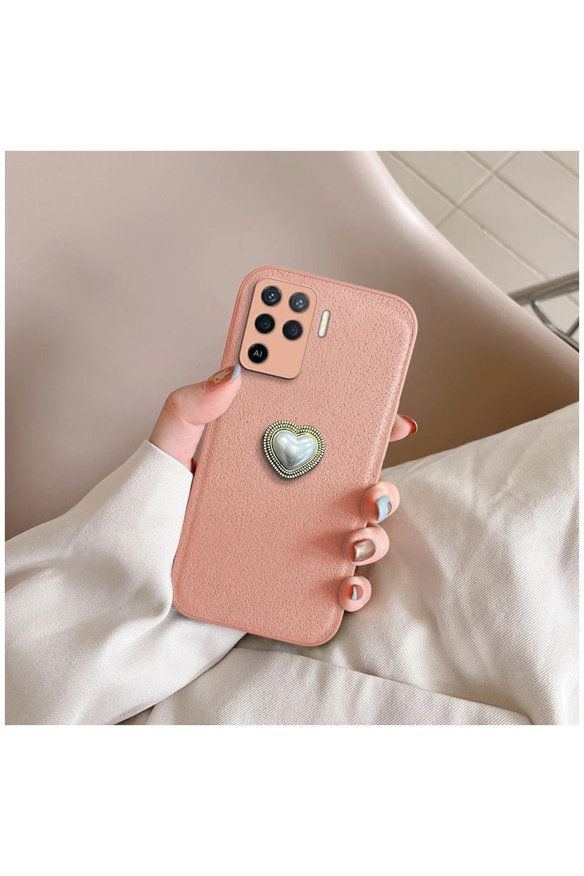 Zebana Oppo A94 Uyumlu Kılıf Zebana Velvix Silikon Kılıf Rose Gold