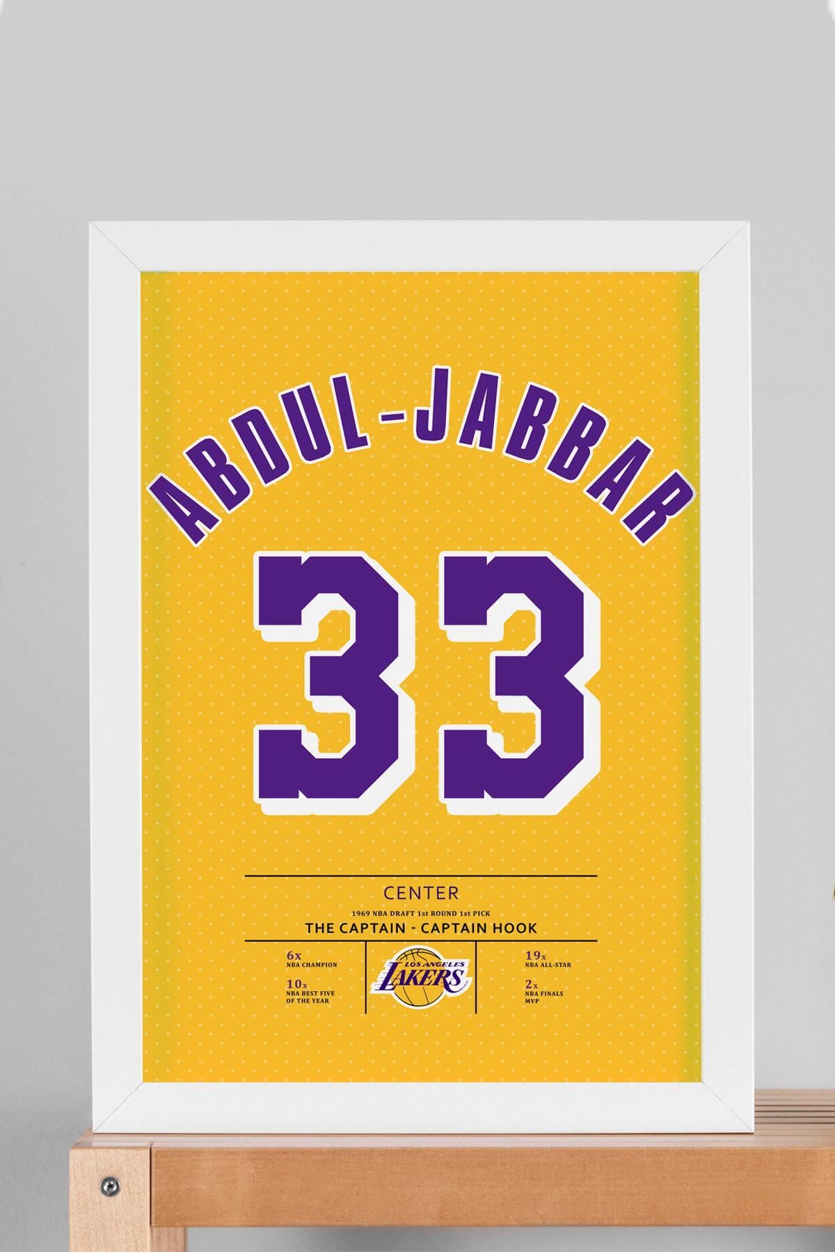 Saturn Kareem Abdul Jabbar Forma Çerçeveli Tablo - NBA Los Angeles Lakers Jersey