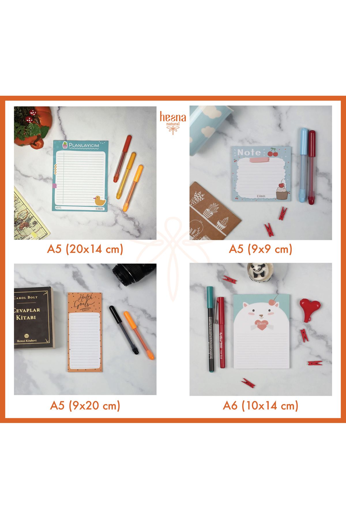 Hesna Natural 4lü SET Bloknot
