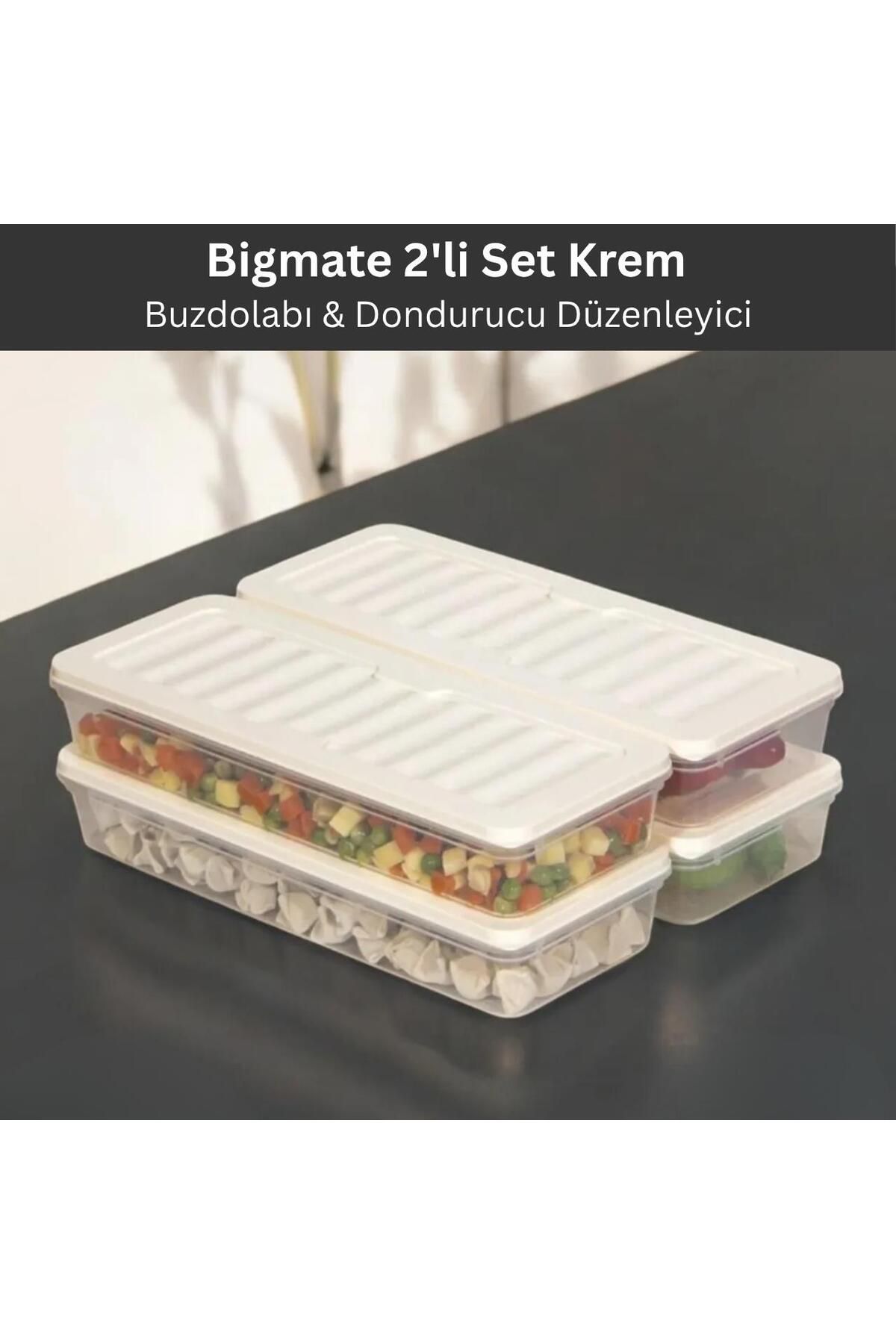 bigmate 2'li Şeffaf Saklama Kabı 2x1 Lt BGMT1115 Mikrodalga Buzdolabı ve Dondurucu Uyumlu Düzenleyic