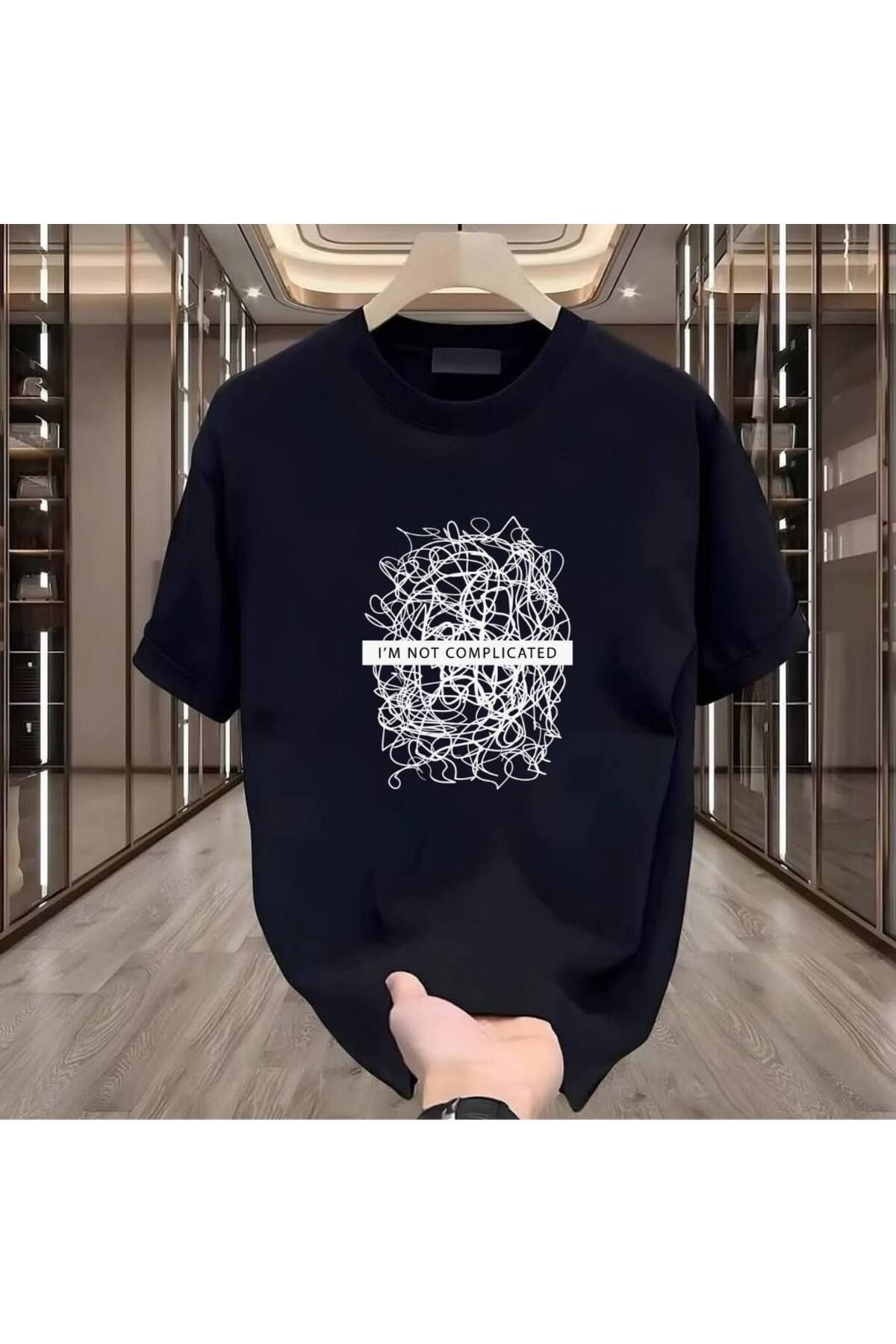 Rovell I'm Not Baskılı Siyah Regular Erkek Tshirt