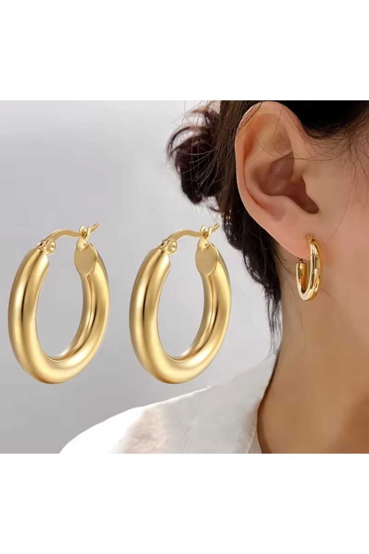 SONES 2 CM ÇELİK GOLD HALKA KÜPE
