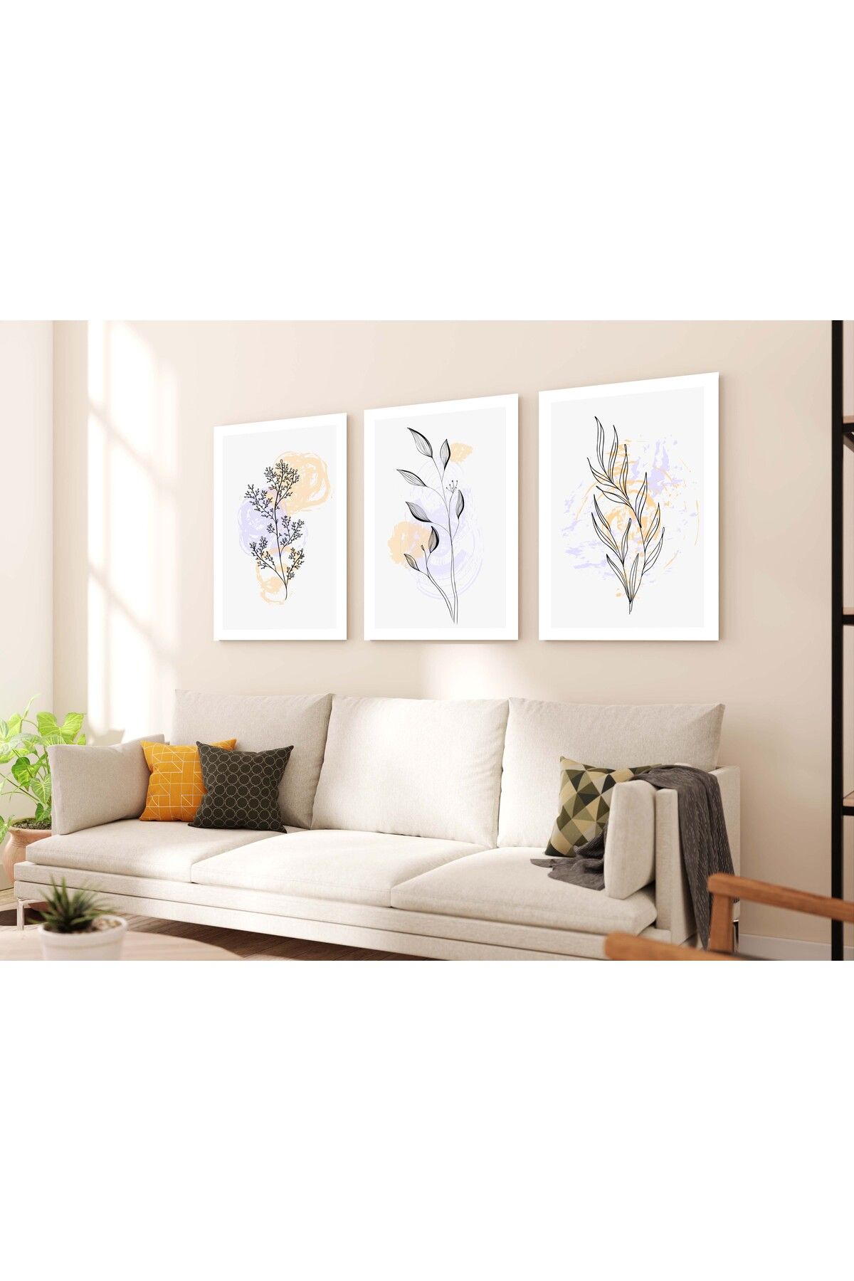 MAGNASTE Premium Kalite Duvar Tablosu Çerçeve Görünümlü Mutfak Tabloları 3 lü Tablo Modern Tablo Bohem Tablo