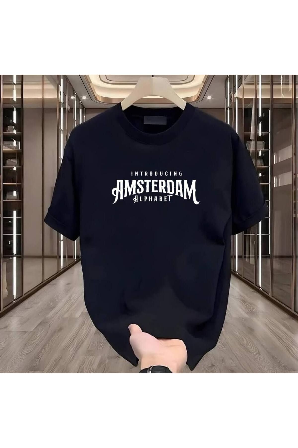 Rovell Amsterdam Baskılı Siyah Regular Erkek Tshirt