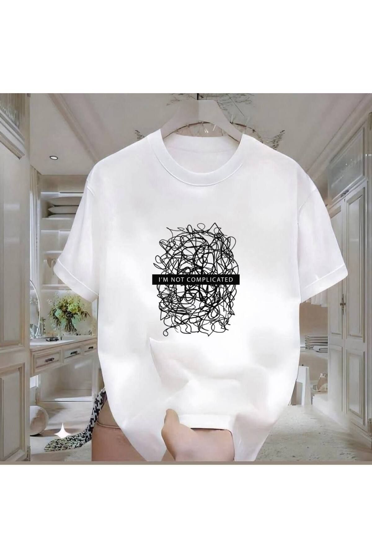 Rovell I'm Not Baskılı Beyaz Regular Erkek Tshirt