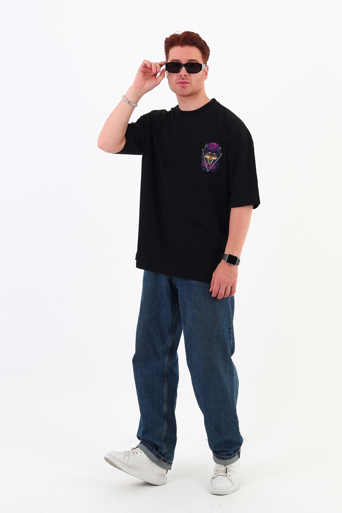 mantova WOLF-Oversize Tişört | Sırt Baskılı – Minimal Göğüs Desenli Unisex Tshirt