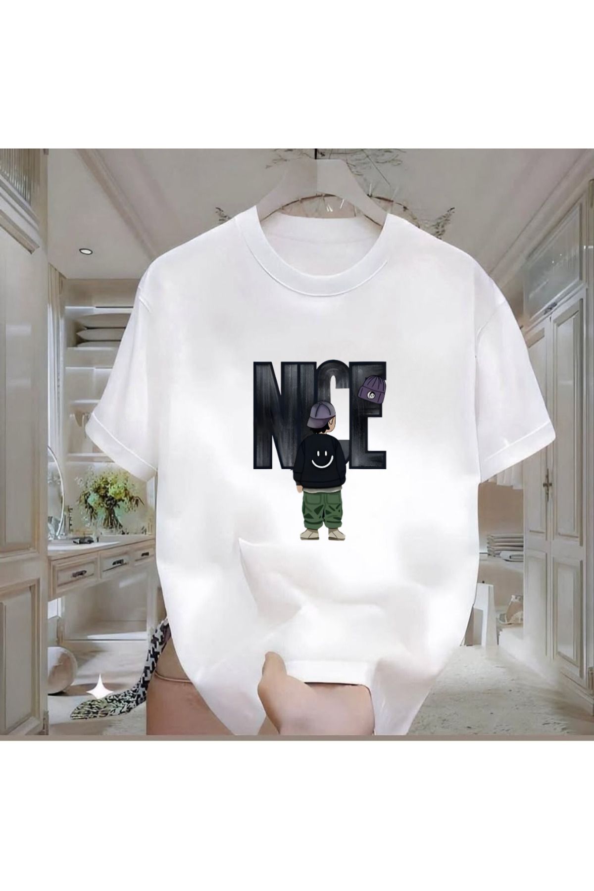 Rovell Nice Baskılı Beyaz Regular Erkek Tshirt
