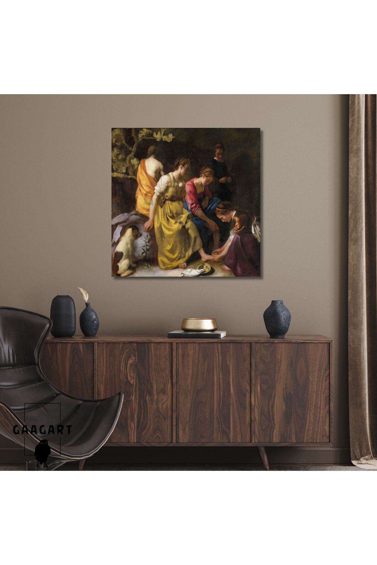 GAAGART Kare Kanvas Tablo Ünlü Eserler Johannes Vermeer Diana Her Nymphs