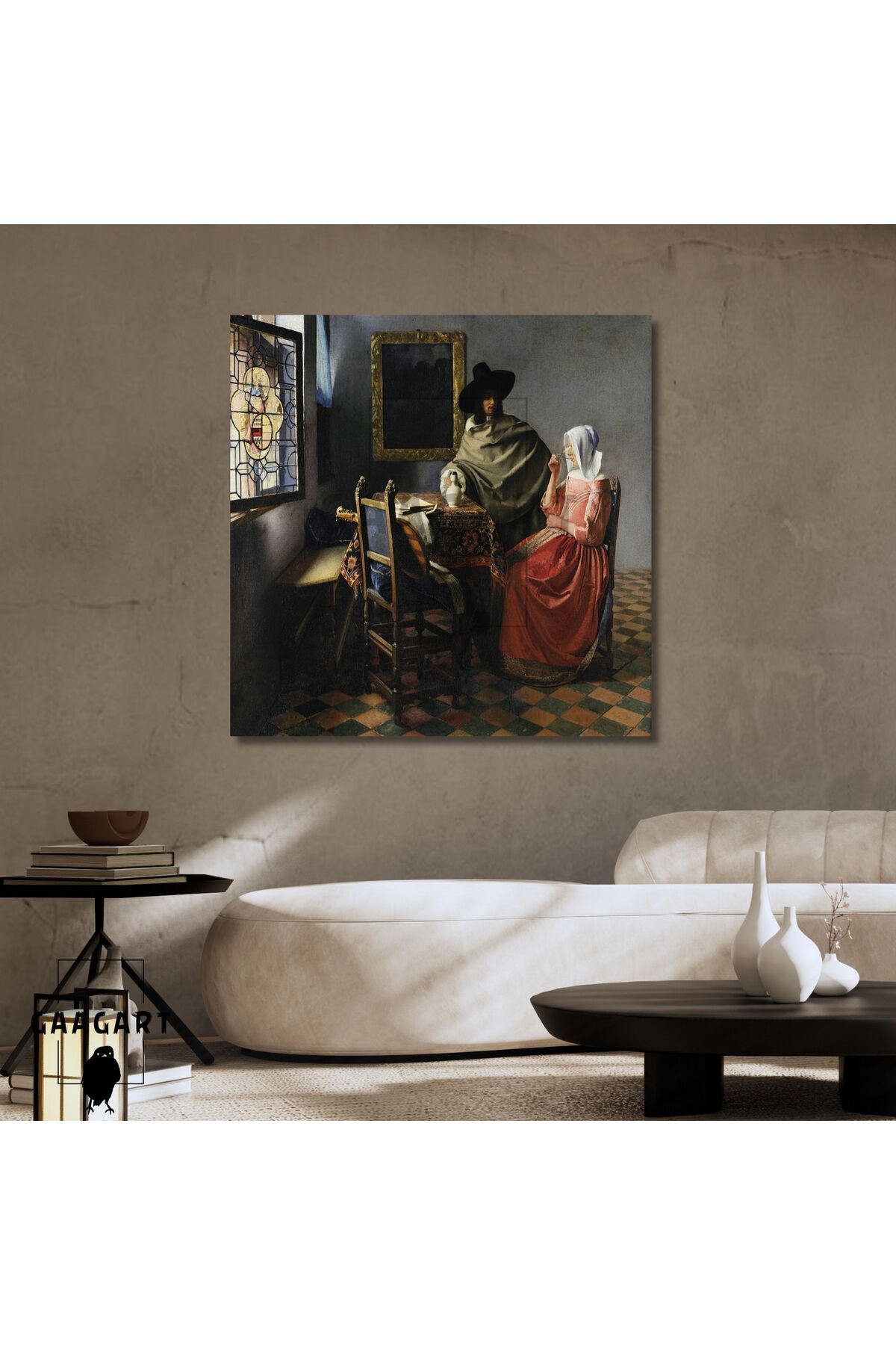 GAAGART Kare Kanvas Tablo Ünlü Eserler Ohannes Vermeer The Wine Glass