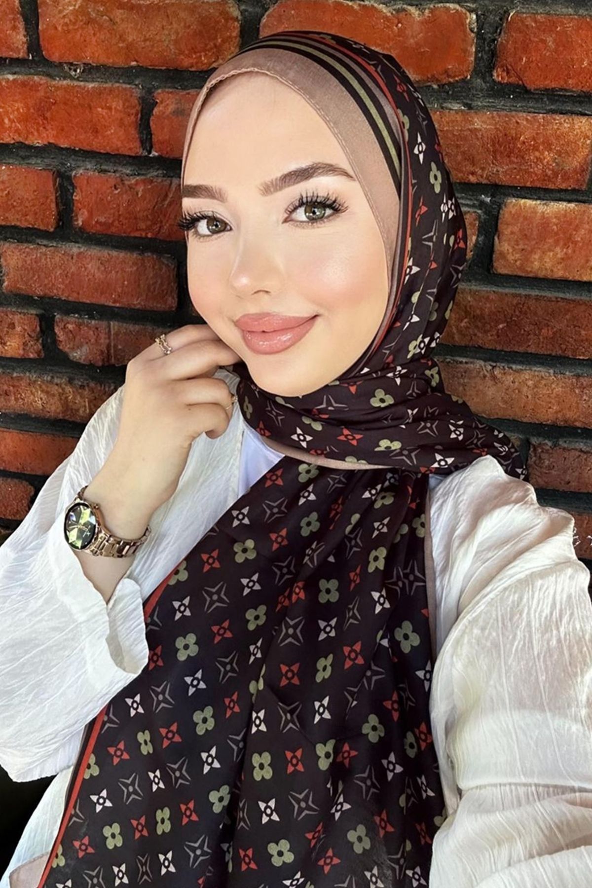 Modaselvim Yonca Desen Soft Şal Serisi 702ART1138 Koyu Vizyon