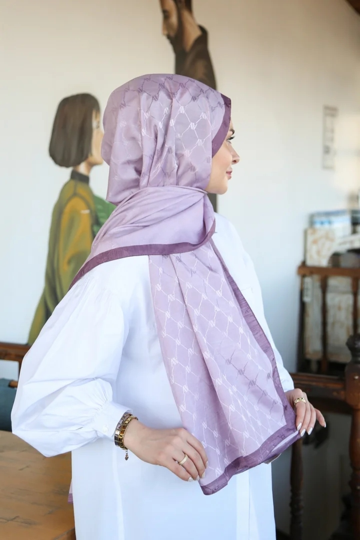 Armine-Trend Monogram Shawl 2 5