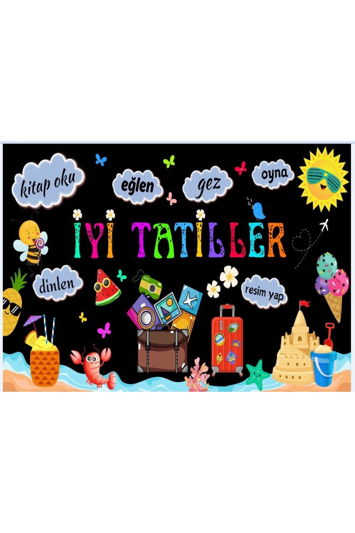 PROMISEBACKDROP2 İYİ TATİLLER 150x200 KUMAŞ PANO OKUL ETKİNLİK