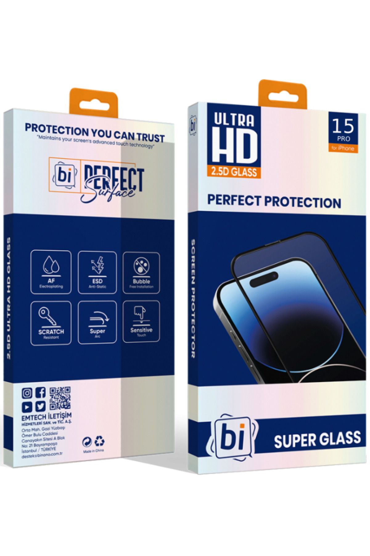 BİNANO Binano 2.5D Super Glass iPhone 15 Pro Şeffaf Cam Ekran Koruyucu