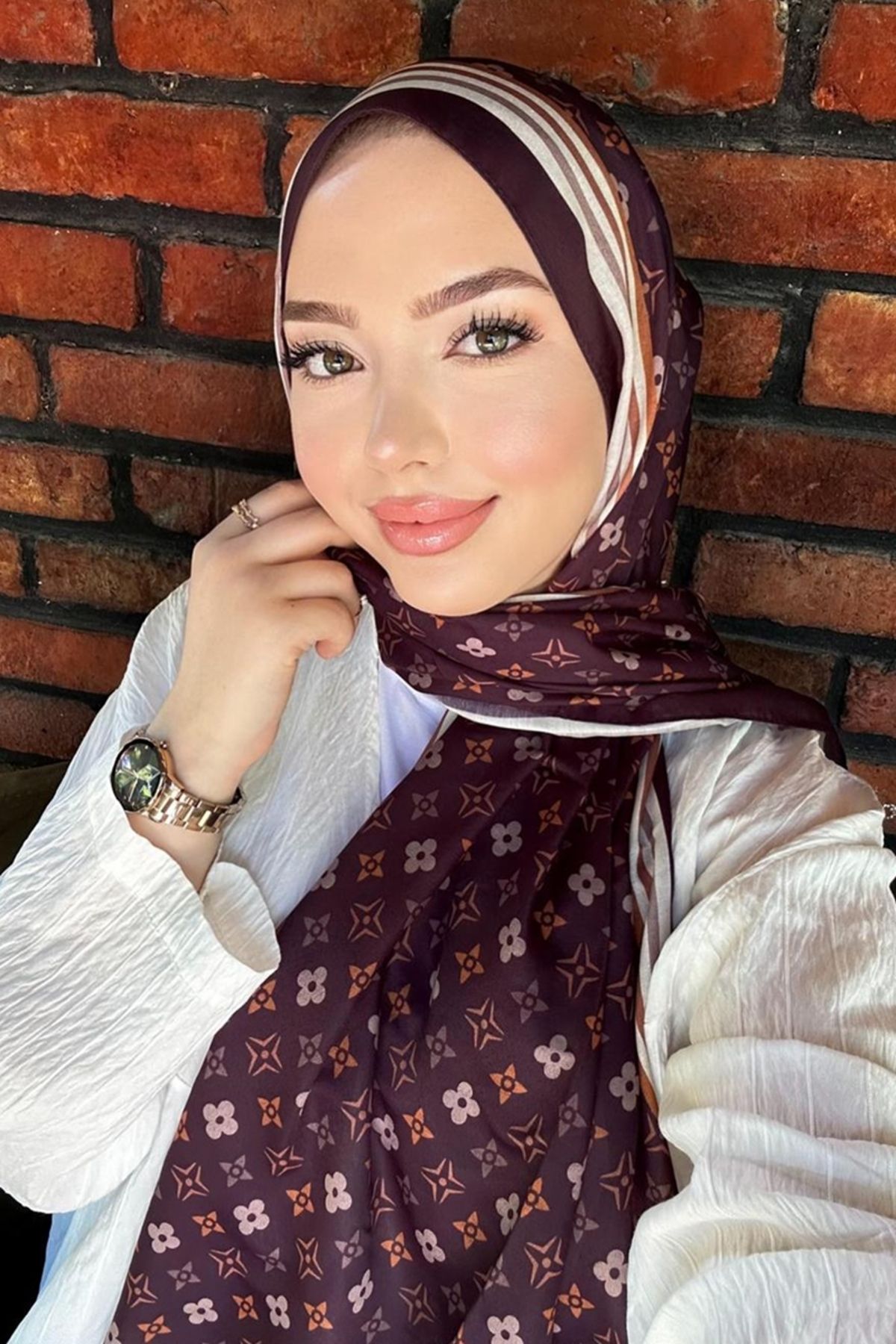 Modaselvim Yonca Desen Soft Şal Serisi 702ART1138 Mor