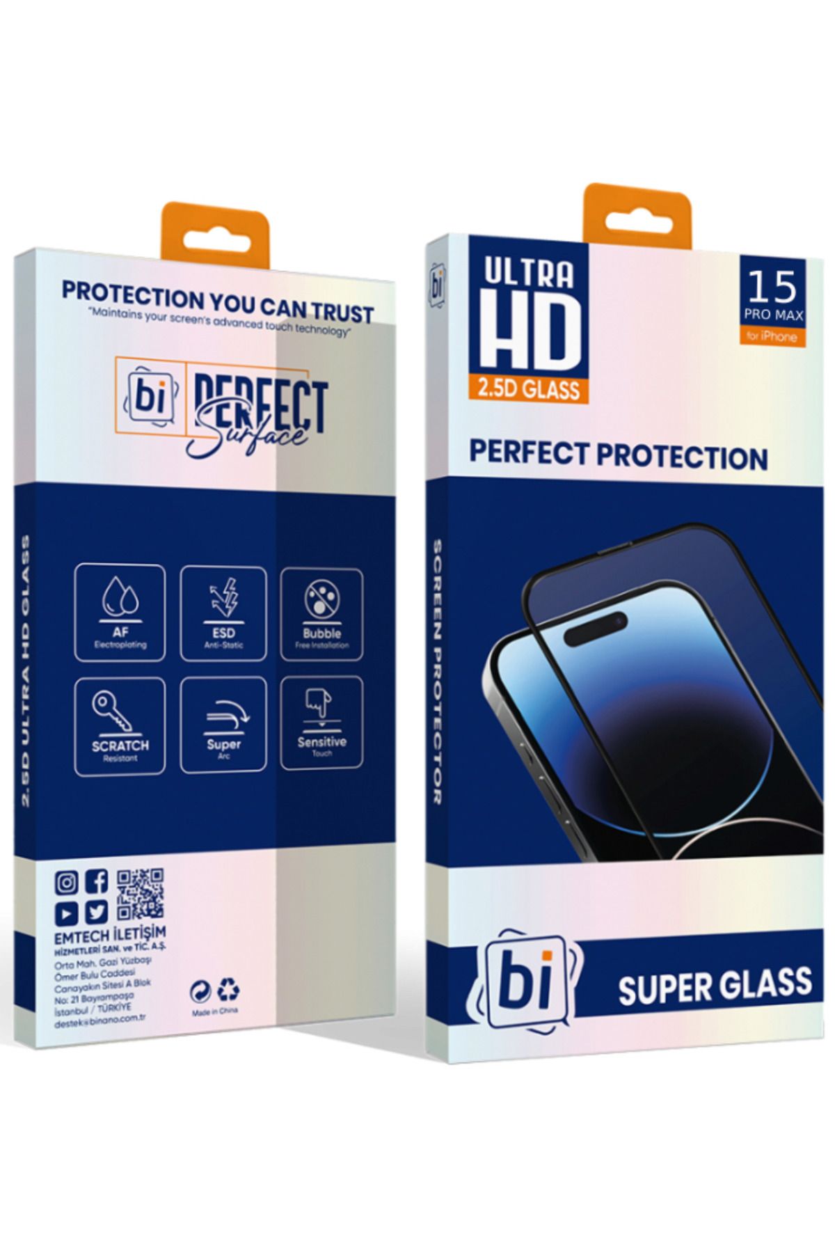 BİNANO Binano 2.5D Super Glass iPhone 15 Pro Max Şeffaf Cam Ekran Koruyucu