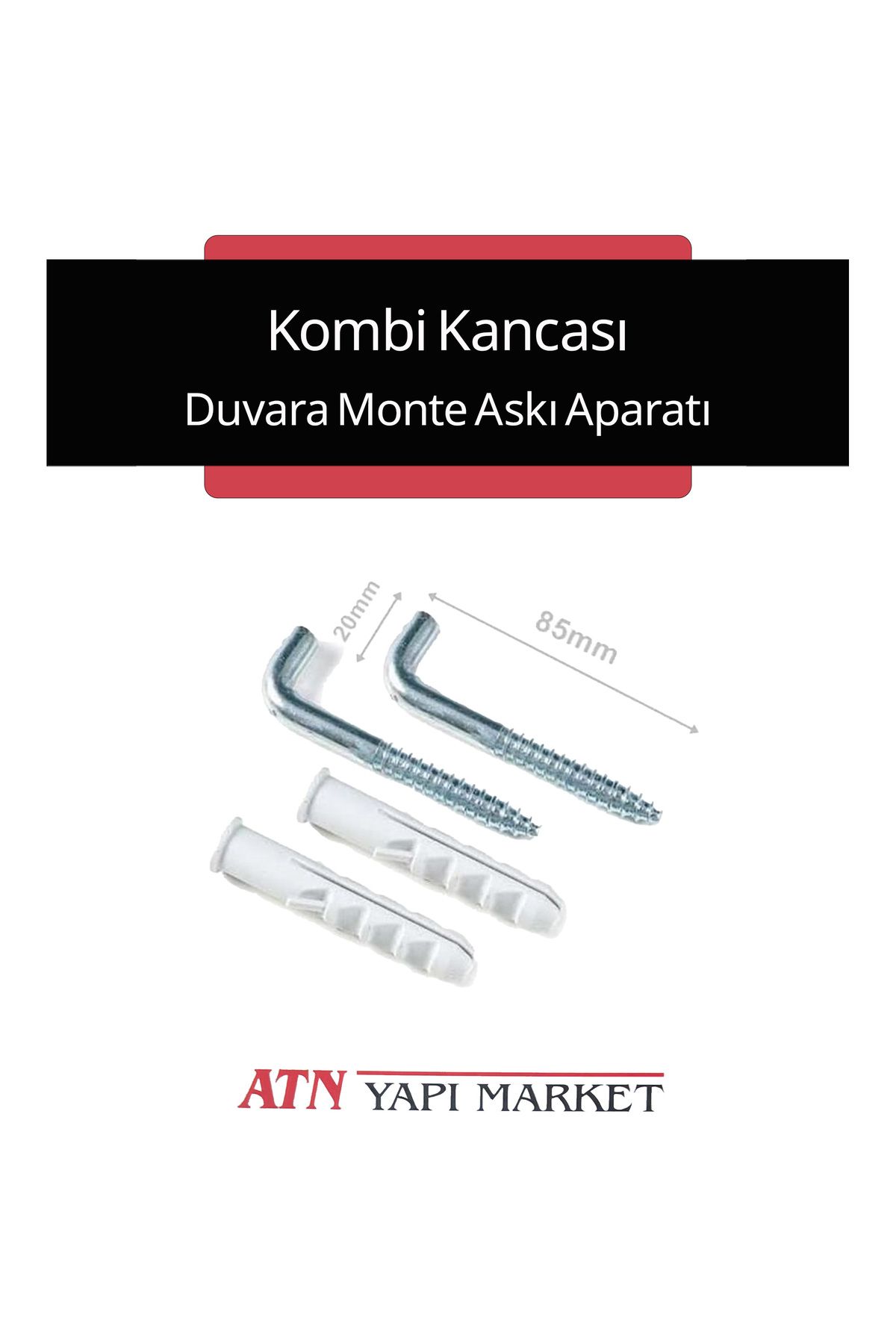 LÜXPAR Kombi Kancası Duvara Monte Askı Aparatı 85mm (2'li Set) – Dubel Dahil