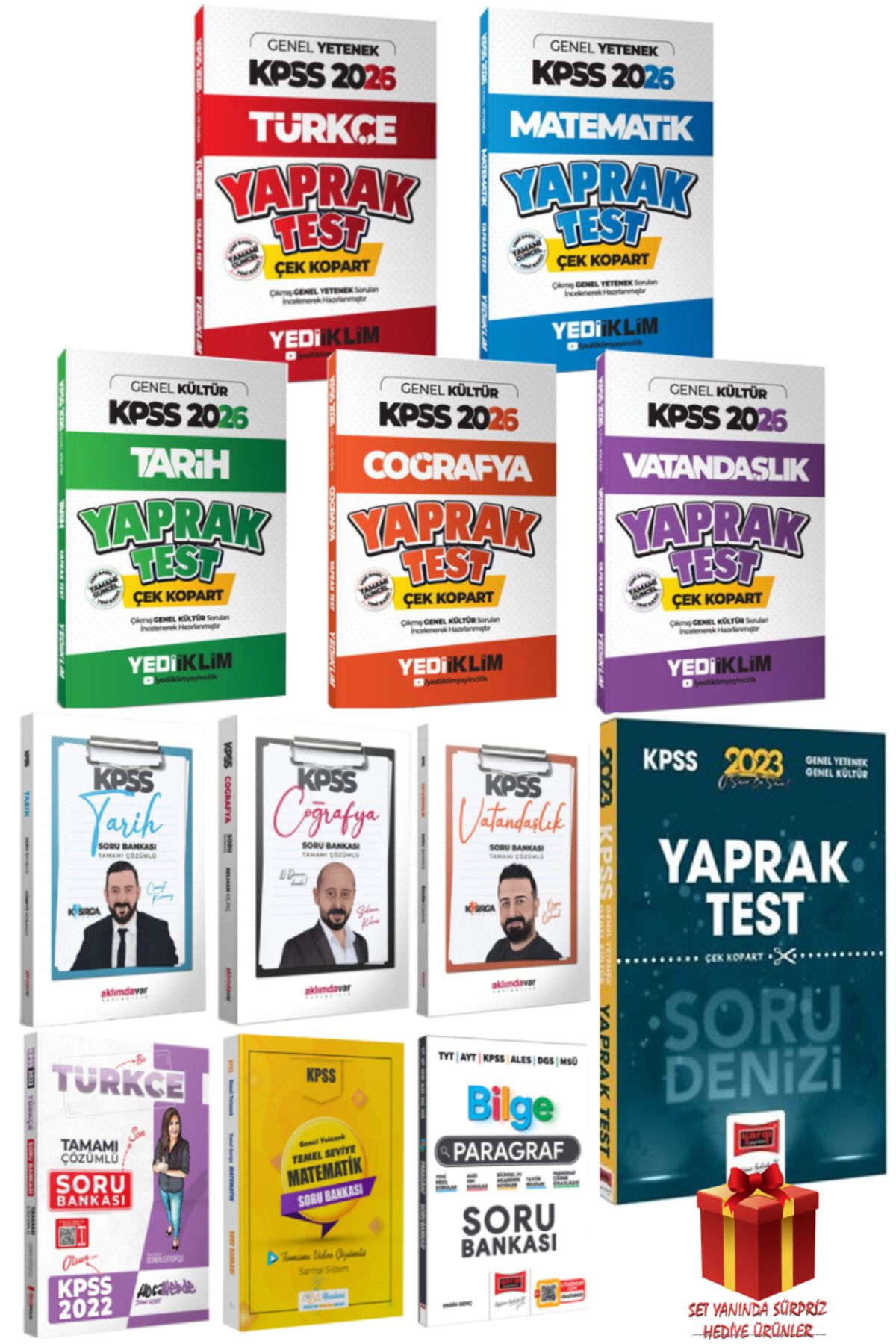 Yediiklim Yayınları 2026 Yediiklim KPSS Yaprak Test Seti+KPSS Soru Bankası Seti+KPSS Yaprak Test