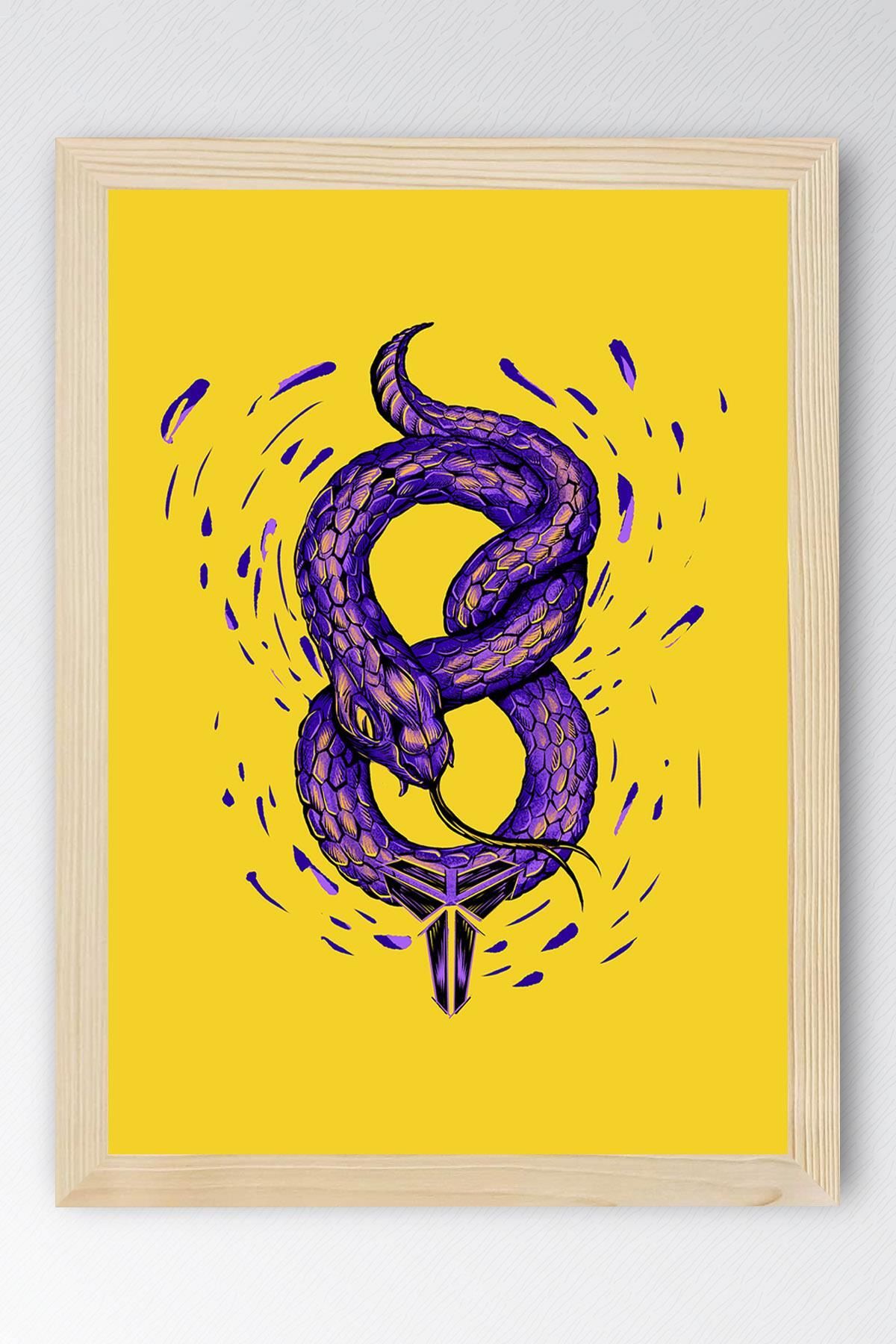 Saturn Kobe Bryant 8 Balck Mamba Çerçeveli Tablo - Basketbol NBA Posteri Tablo