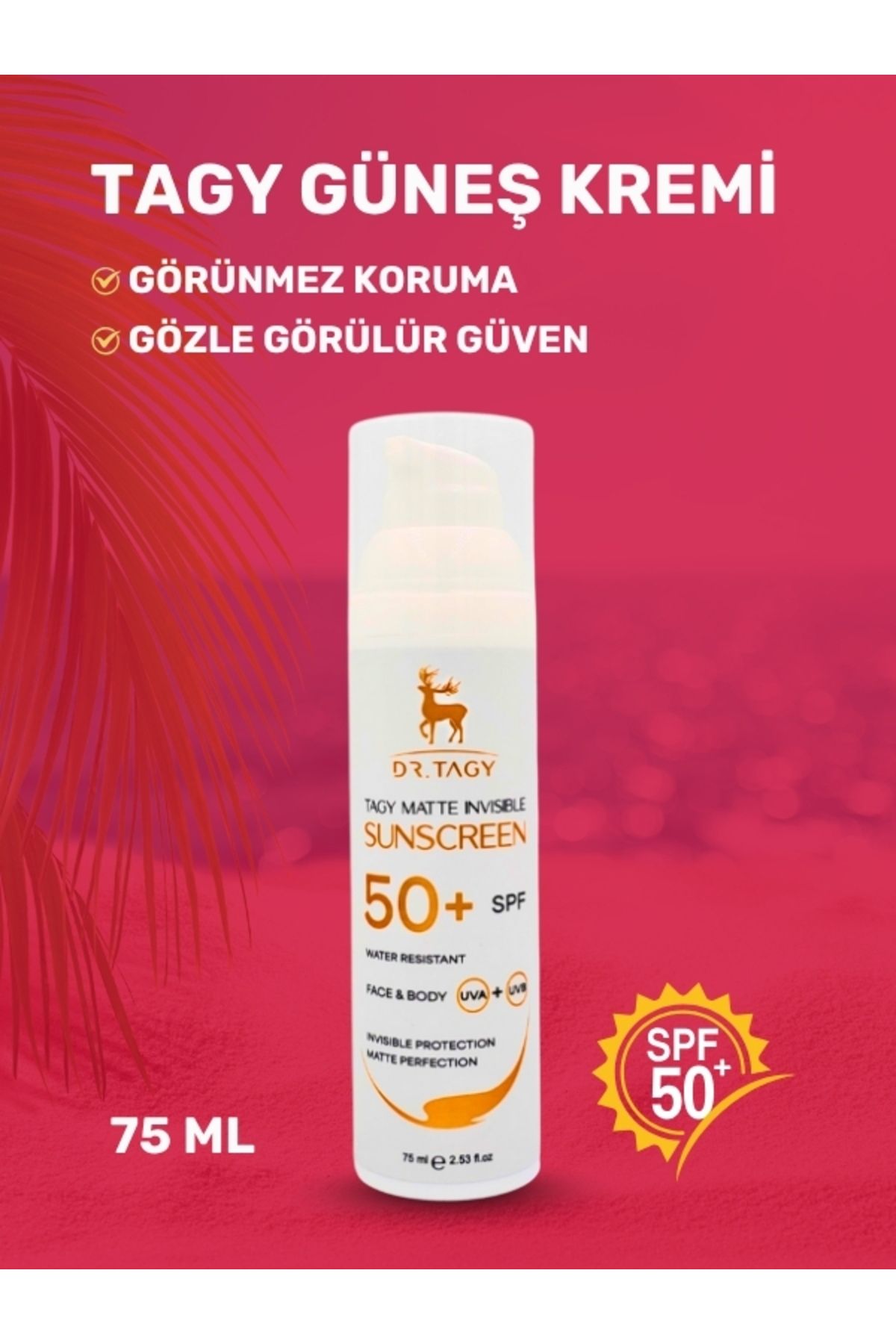 DR TAGY SPF 50 Yüksek Korumalı Fotoyaşlanma ve Leke Karşıtı Yüz Güneş Kremi 75ml