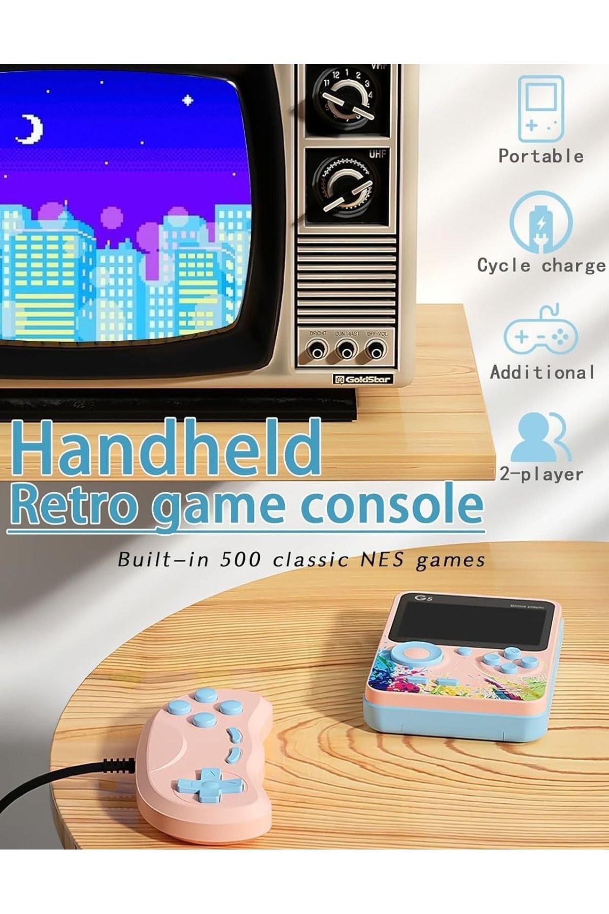 G5-GAME BOX 3" HIGH DEFINTION DIGITAL DISPLAY SCREEN GAME CONSOLE WITH 500+ CLASSIC GAME 2