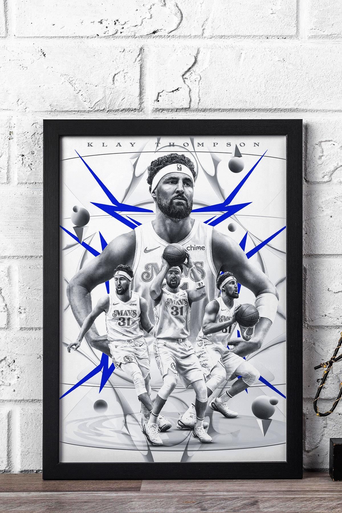 Saturn Klay Thompson Çerçeveli Tablo - Dallas Mavericks NBA Posteri Tablo