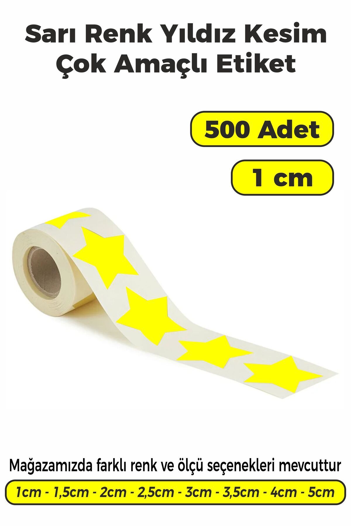 SB store Sarı Renk Yıldız Kesim Çok Amaçlı Etiket 1cm 500 Adet