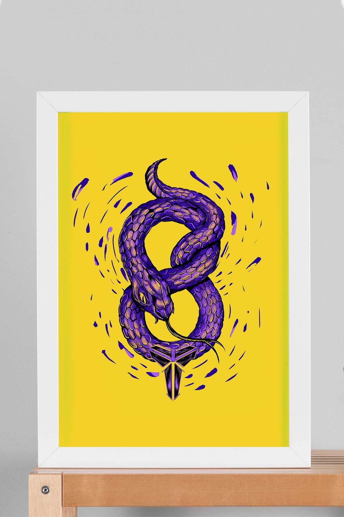 Saturn Kobe Bryant 8 Balck Mamba Çerçeveli Tablo - Basketbol NBA Posteri Tablo