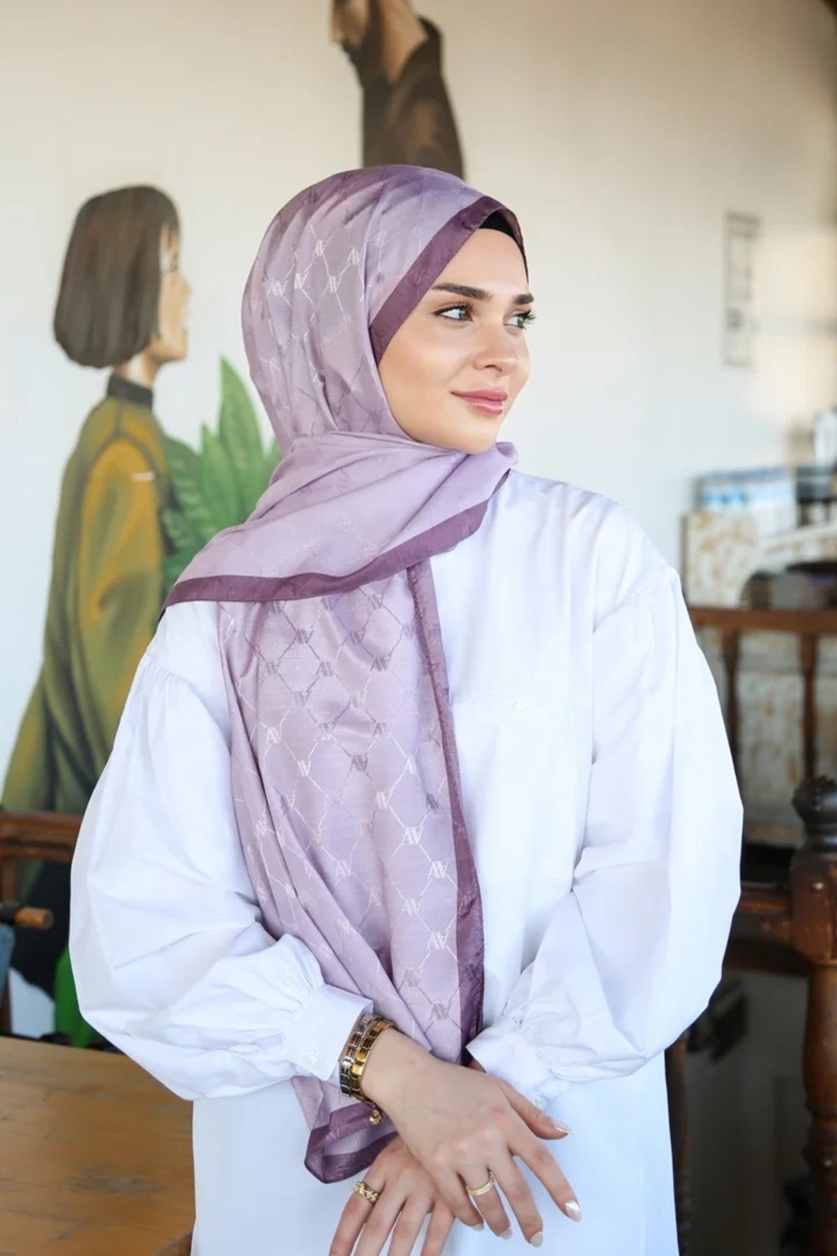 Armine-Trend Monogram Shawl 2 4