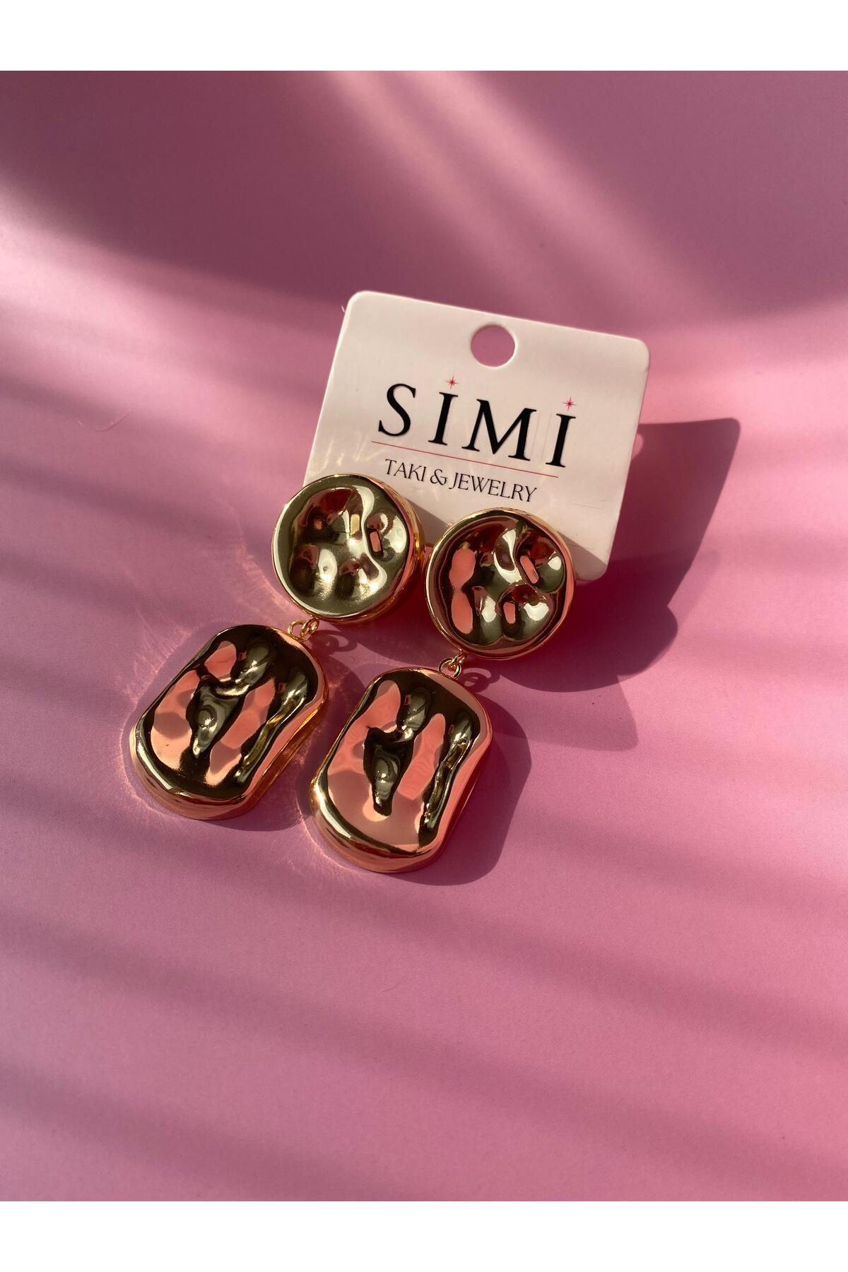 SİMİ TAKI Çelik Gold Büyük Boy Küpe
