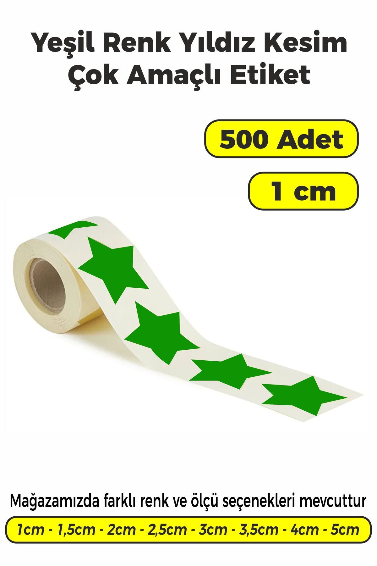 SB store Yeşil Renk Yıldız Kesim Çok Amaçlı Etiket 1cm 500 Adet