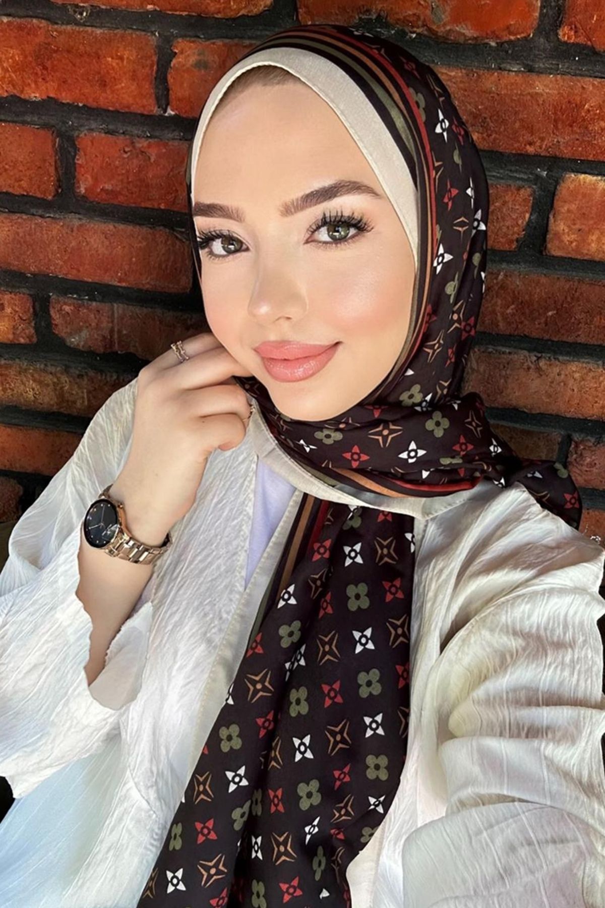 Modaselvim Yonca Desen Soft Şal Serisi 702ART1138 Taş