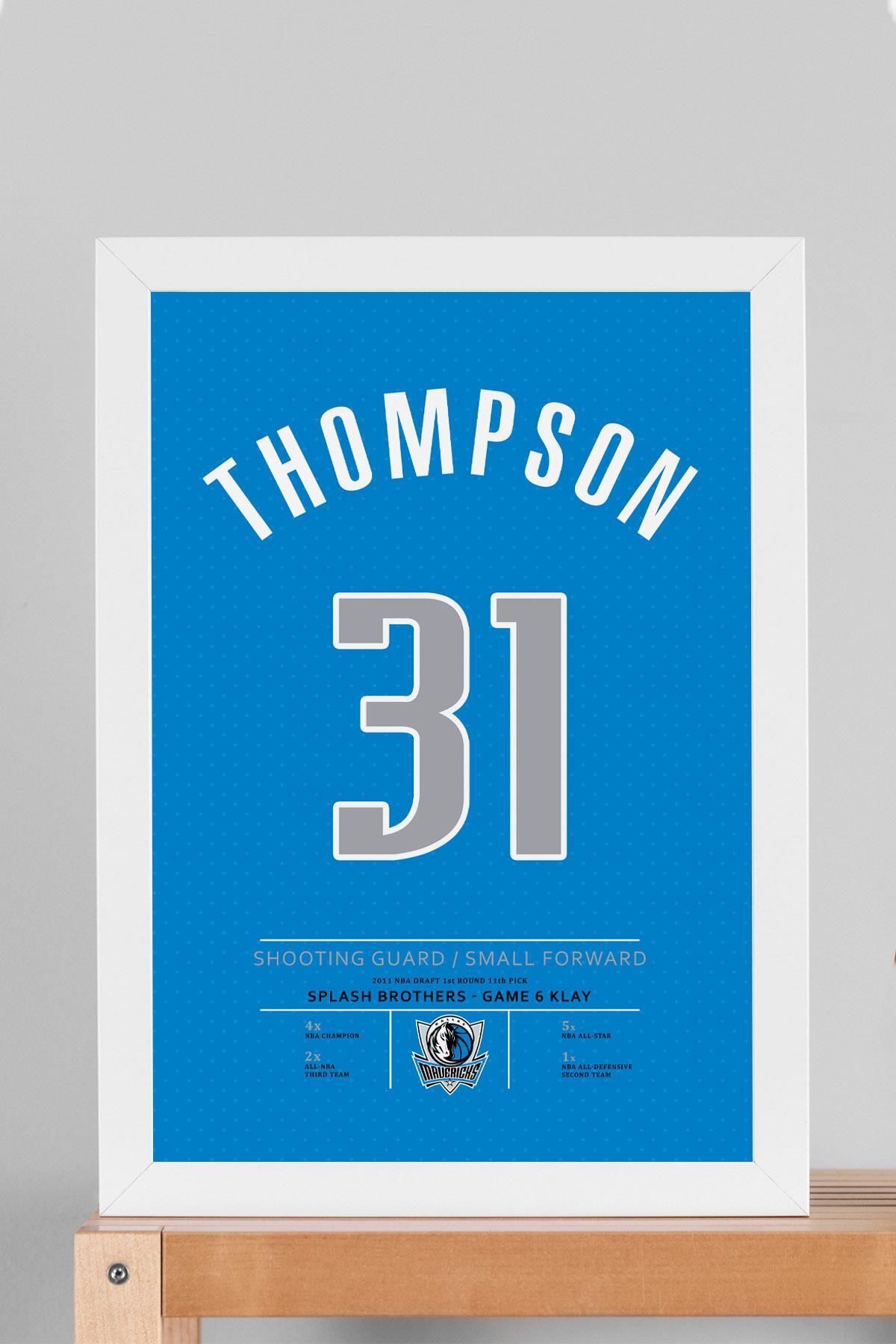 Saturn Klay Thompson Forma Çerçeveli Tablo - NBA Dallas Mavericks Jersey