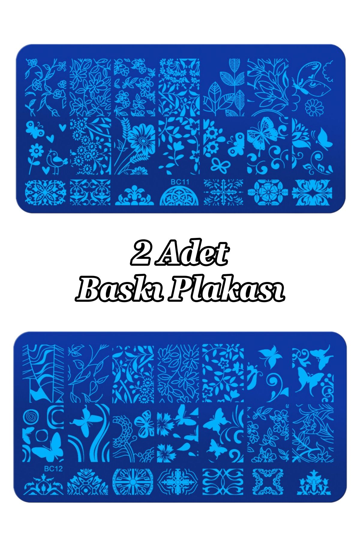 Easy Beauty 2 Adet Baskı Plakası ve Nail Art French Stamper, Desen Baskı Paleti. Stampa Plakası BC