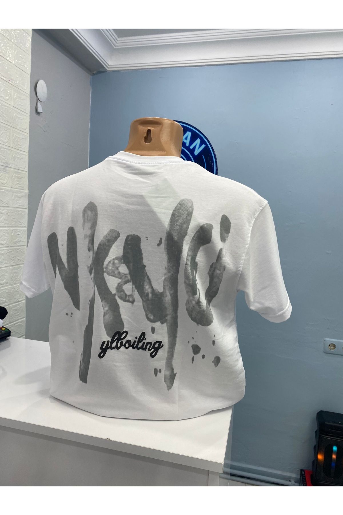 Atakan Erkek - Kadın özel baskılı oversize beyaz t-shirt