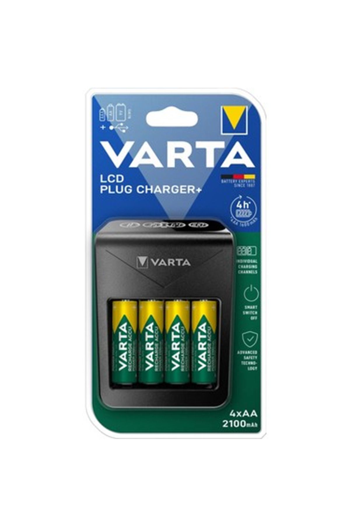 Varta Şarjlı LCD Plug Charger+ 4x2100 MH Pil Hediyeli