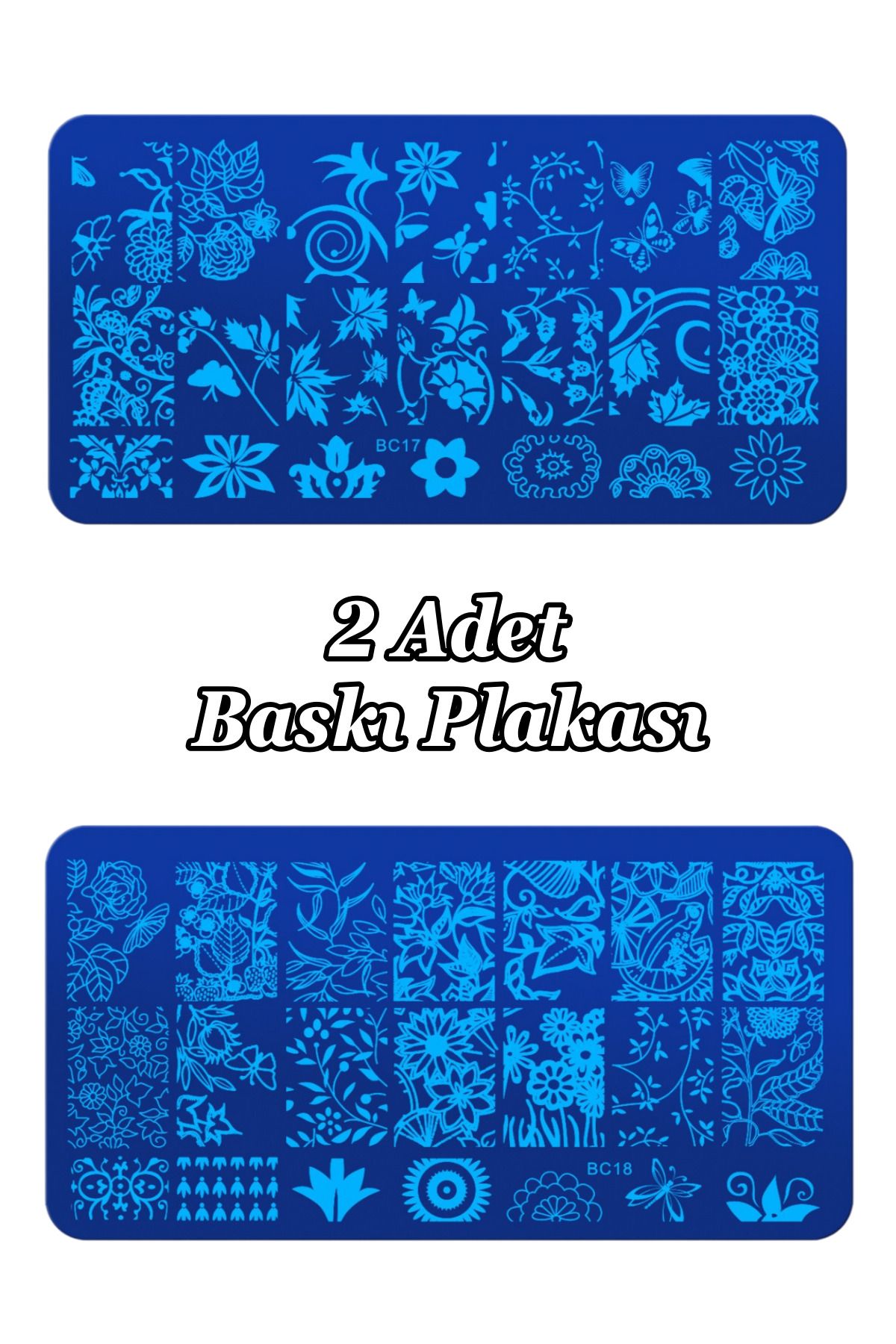 Easy Beauty 2 Adet Baskı Plakası ve Nail Art French Stamper, Desen Baskı Paleti. Stampa Plakası BC
