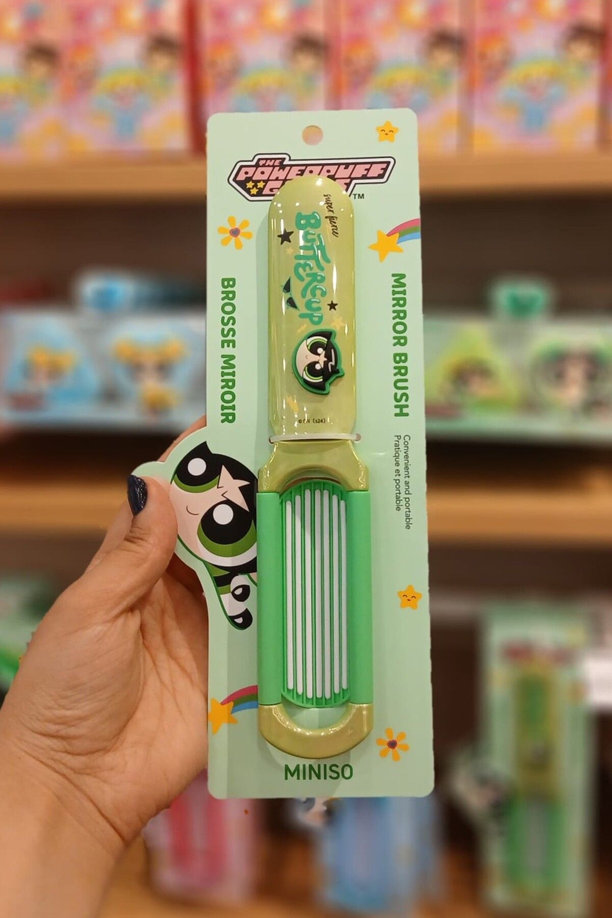 Miniso Powerpuff Girls Lisanslı Aynalı Saç Fırçası - Buttercup