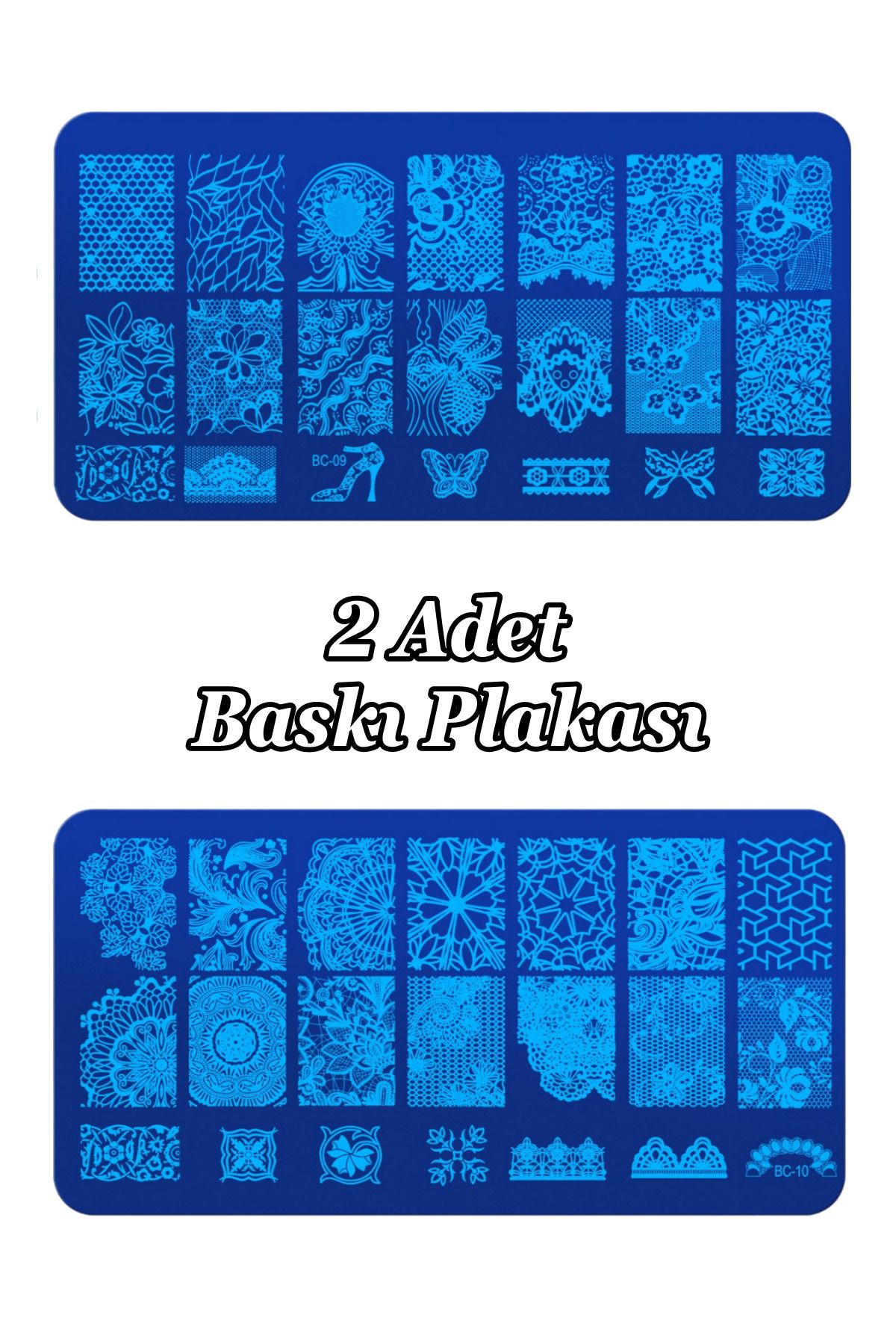 Easy Beauty 2 Adet Baskı Plakası ve Nail Art French Stamper, Desen Baskı Paleti. Stampa Plakası BC