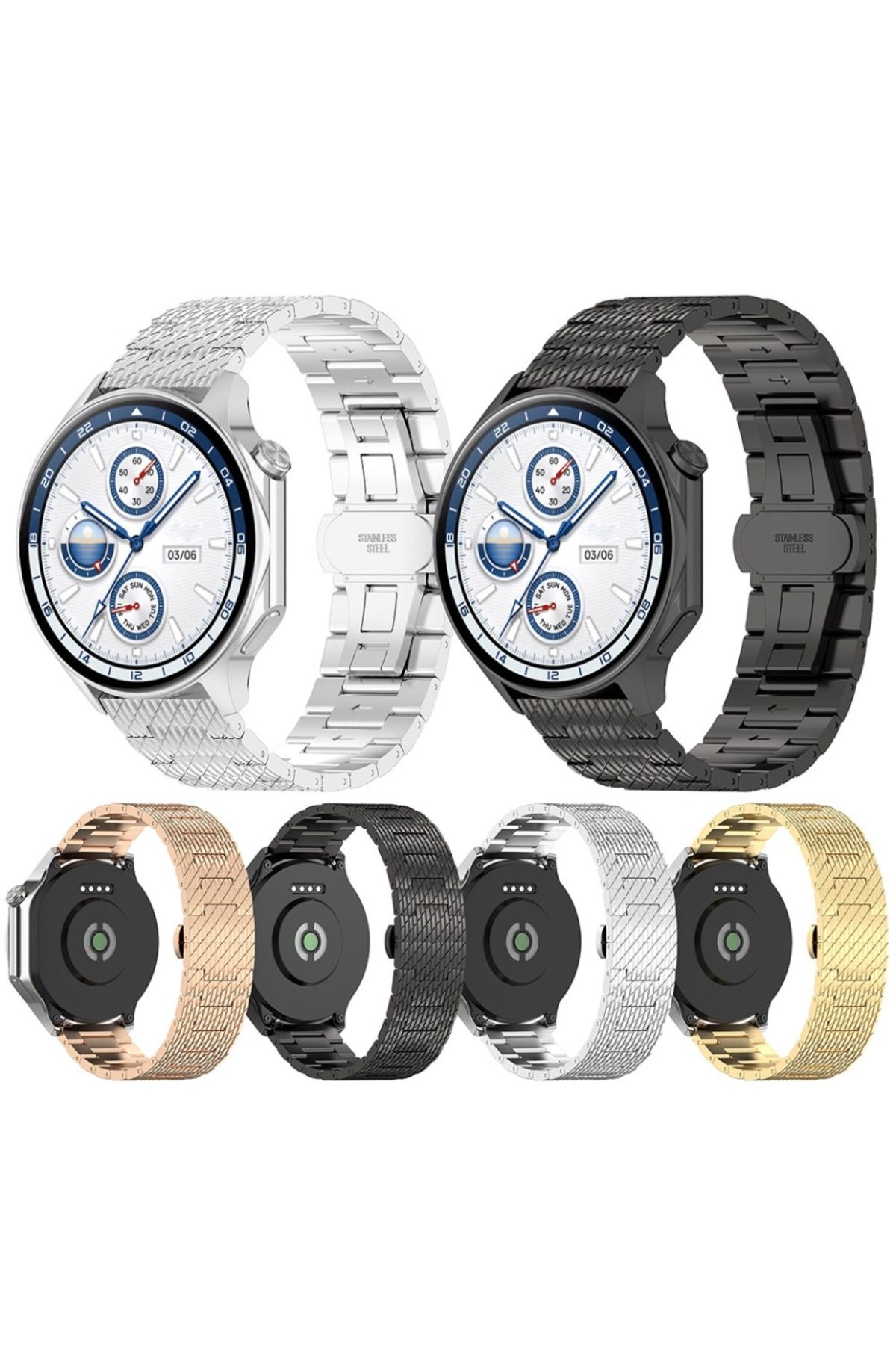 SKYDDAR INNOVATION-Stainless Steel Strap for Huawei Watch GT 2 /2 Pro/3 Pro /Ultimate, Xiaomi Watch S1, W052 - Gold 5