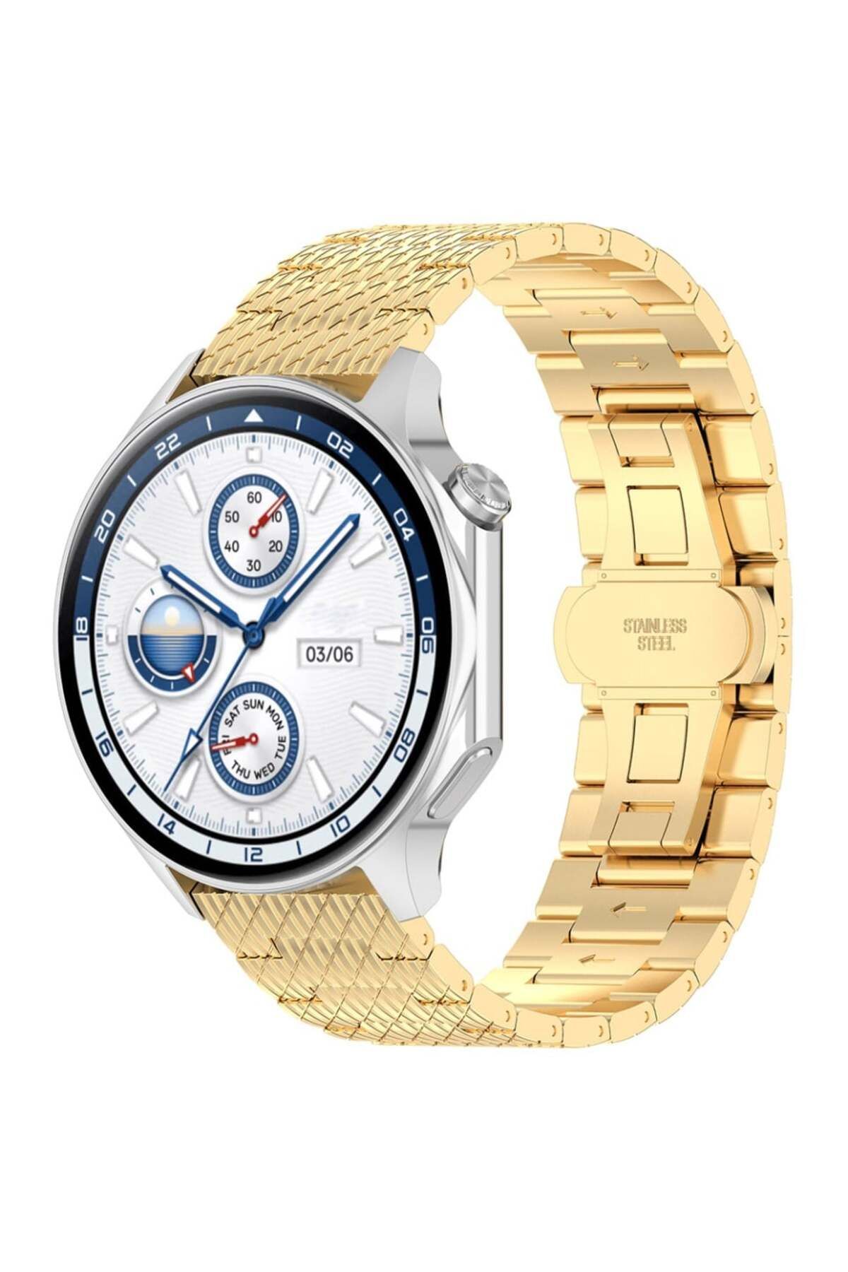 SKYDDAR INNOVATION-Stainless Steel Strap for Huawei Watch GT 2 /2 Pro/3 Pro /Ultimate, Xiaomi Watch S1, W052 - Gold 2