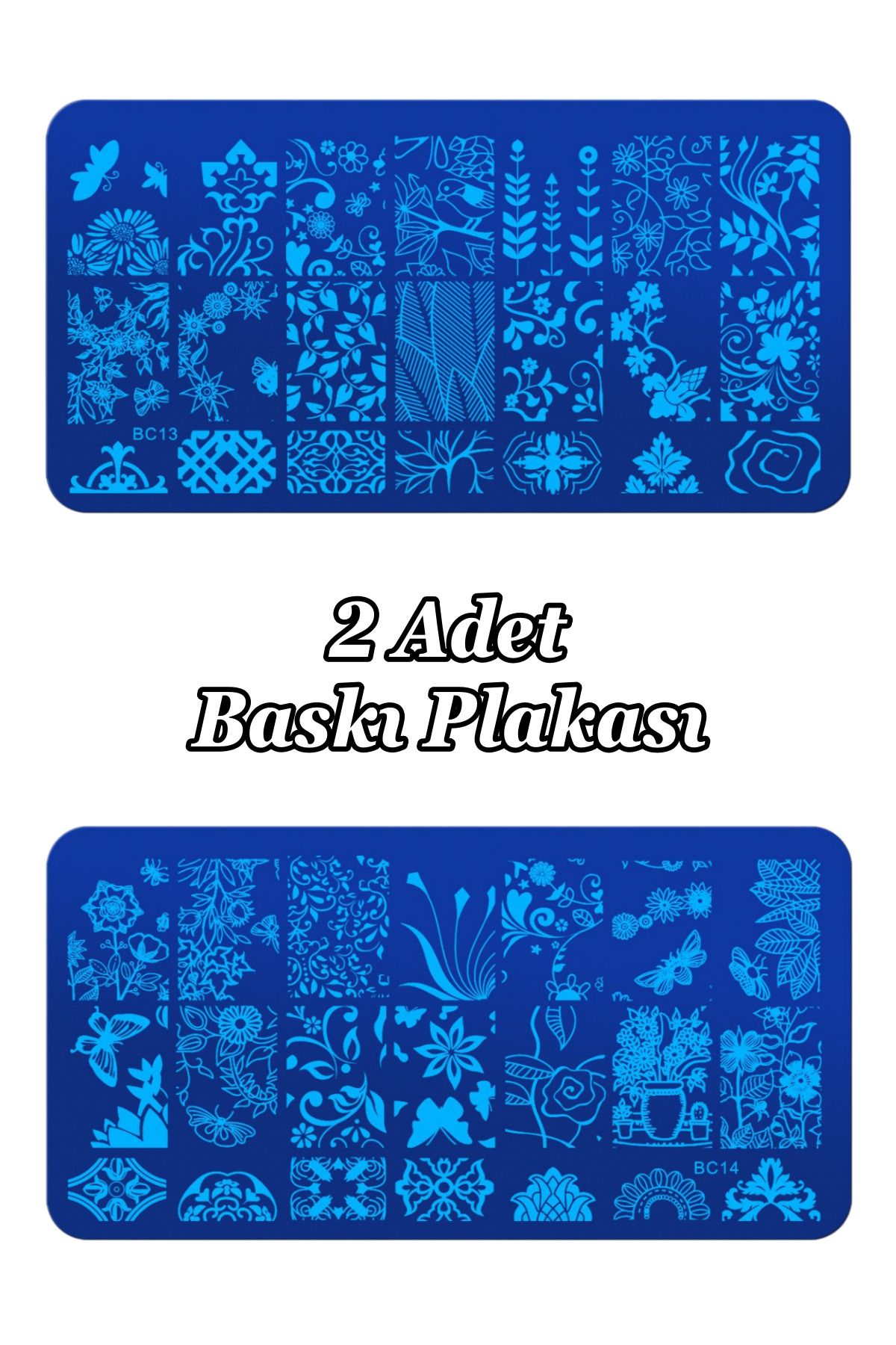 Easy Beauty 2 Adet Baskı Plakası ve Nail Art French Stamper, Desen Baskı Paleti. Stampa Plakası BC