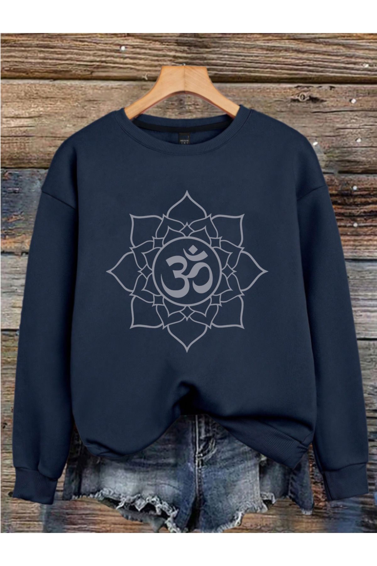 MAGORS YOGA CHAKRA BASKILI 3 İPLİK BİSİKLET YAKA UZUN KOLLU KADIN SWEATSHIRT