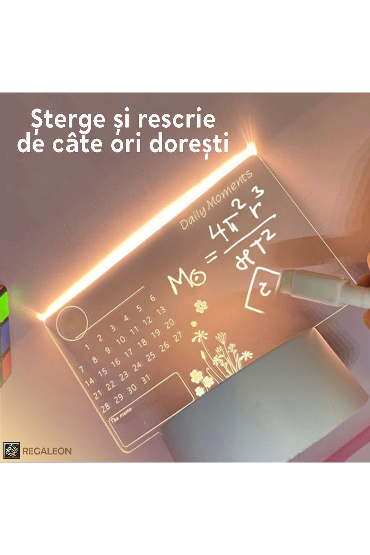 Regaleon-Creative 3D Night Light with REGALEON® Marker, Customizable Message with Calendar, USB Powered 3