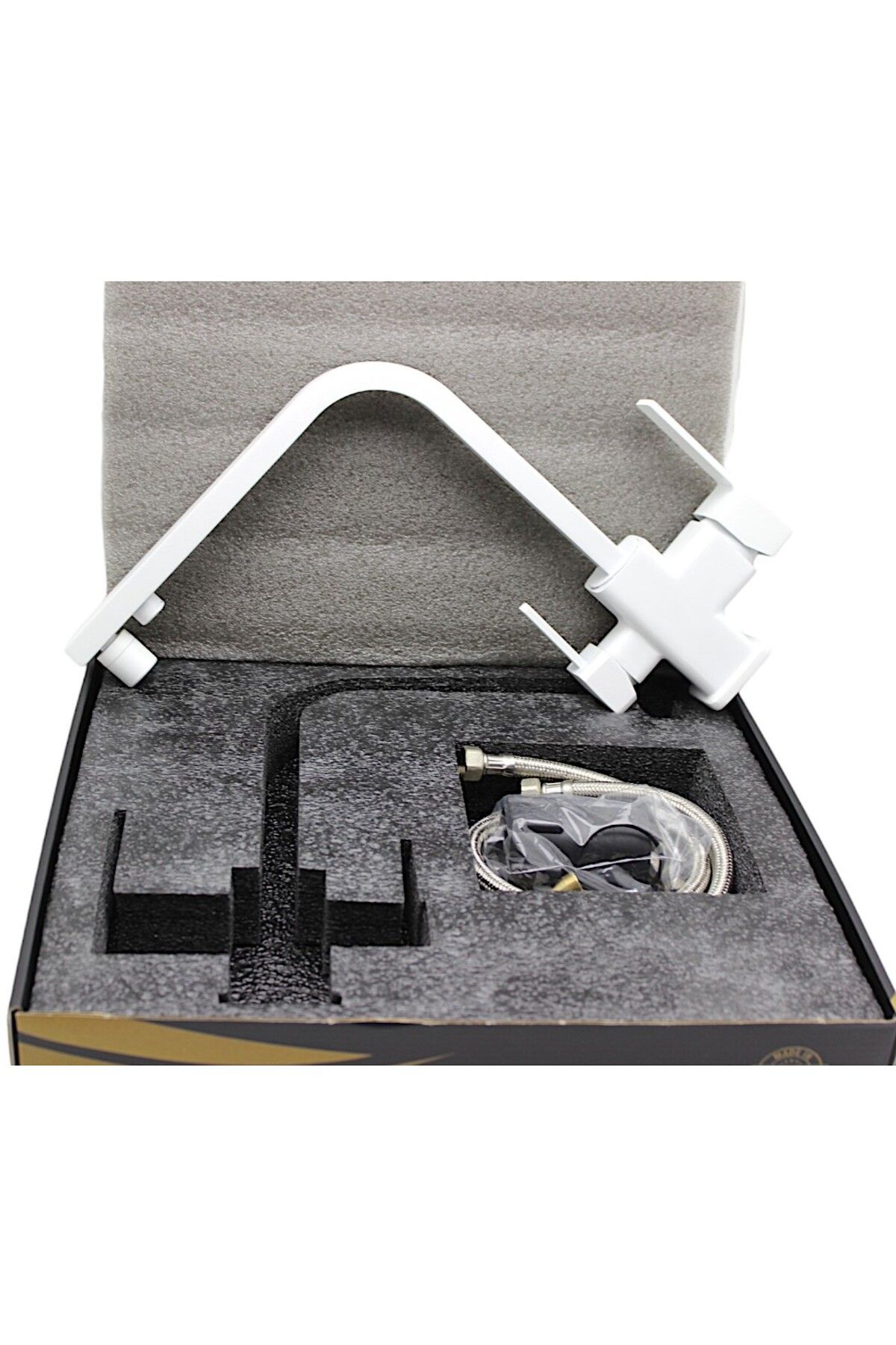 Class Armatür-Aritmali White Square Sink Faucet 2