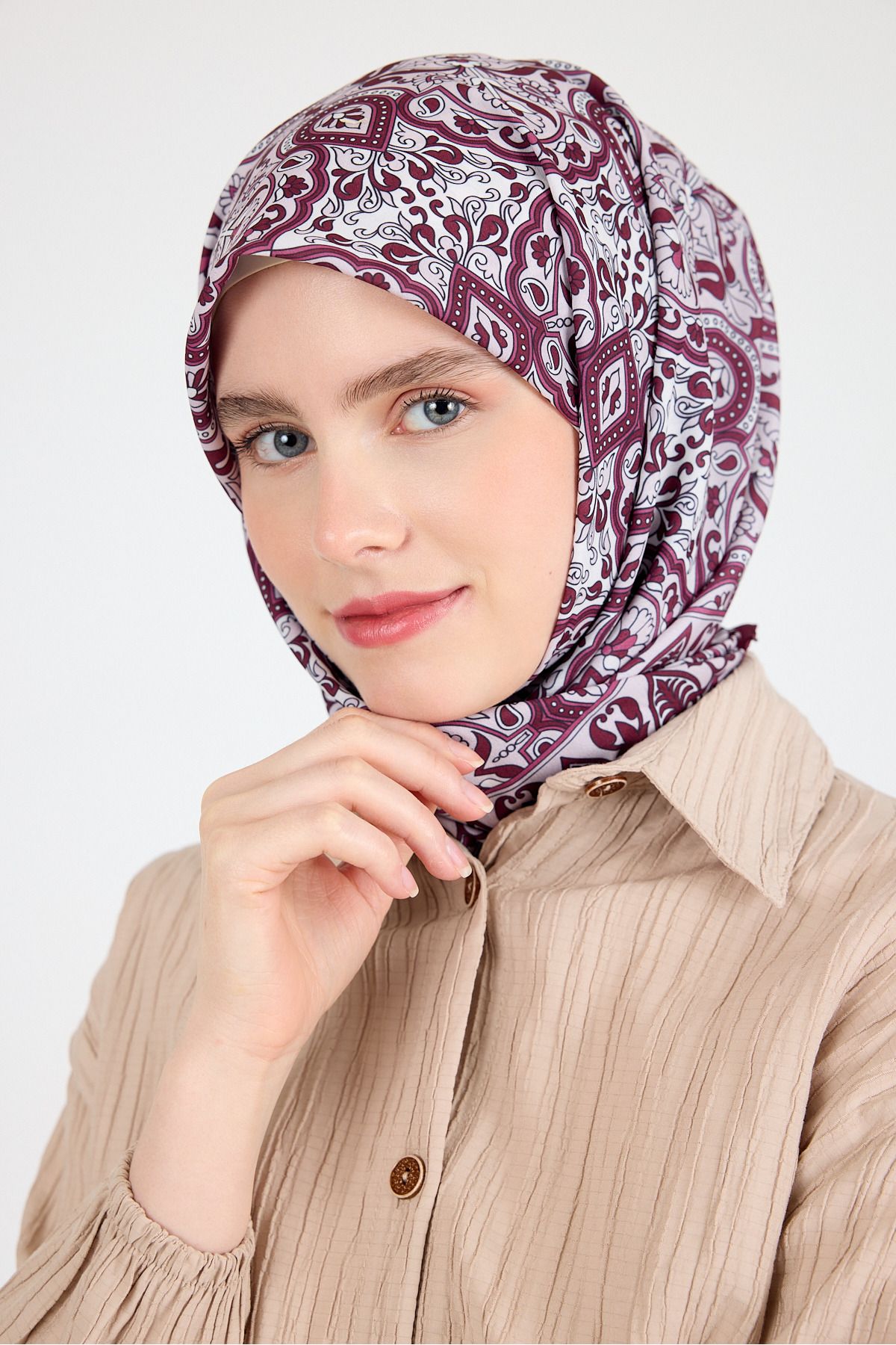 Rays Bordo Etnik Desenli Eşarp 3013