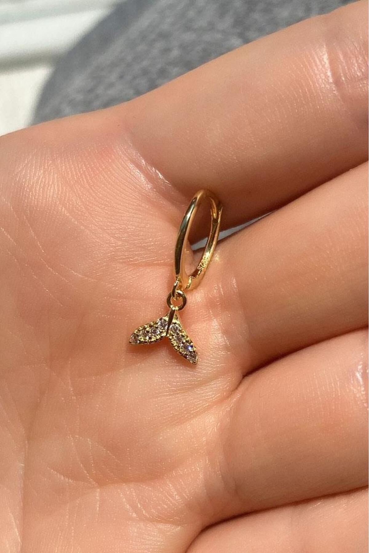 Spossy Silver Jewelry Balık Kuyruğu Halka Piercing Küpe