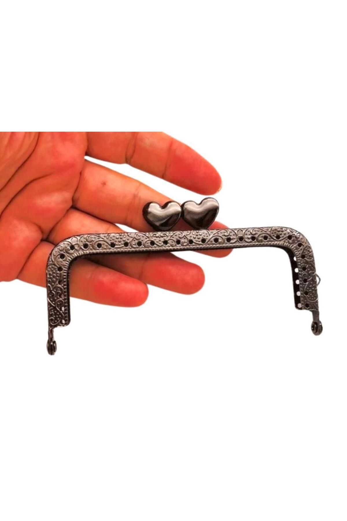 angel çanta aksesuar Angel Çanta Aksesuar 10.5 cm Dikdörtgen Cüzdan Klipsi Cüzdan Bursu Füme Renk Kalpli Model