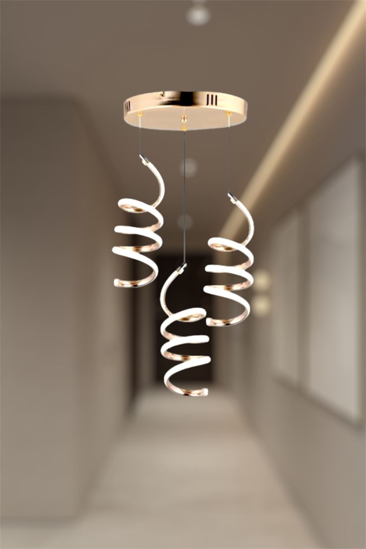 EYSHOP Modern Gold 3’lü Yay Sarkıt Model Tek Renk (sarı) Led Avize